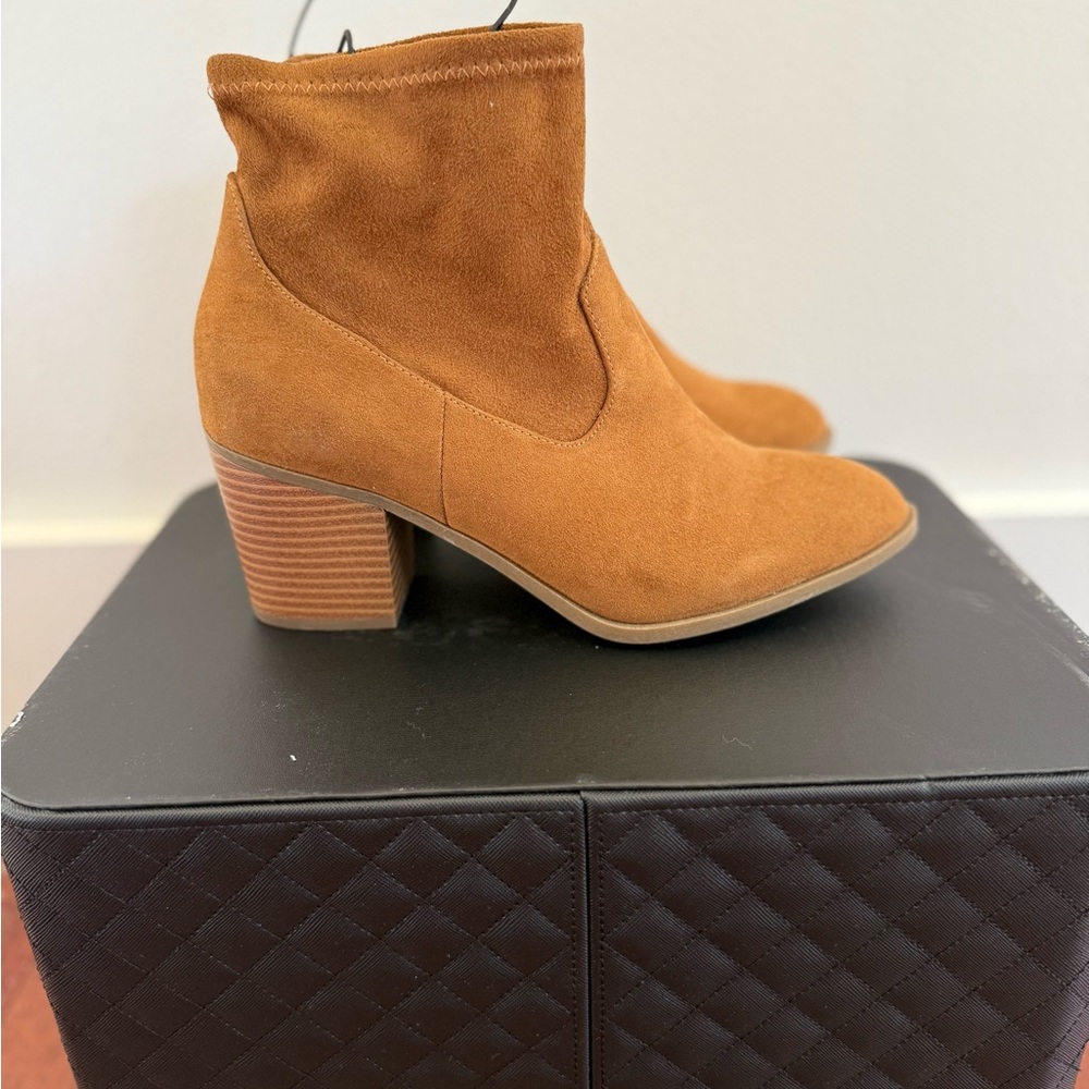 a.n.a Tan Suede Ankle Booties